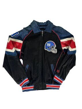 VTG Y2K NFL NEW YORK GIANTS G-III Suede Leather Jacket Full Zip Mens M 90-00s